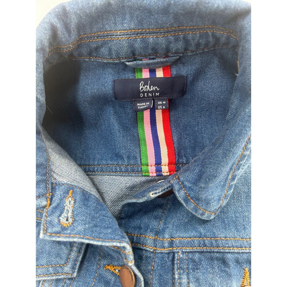 Boden Denim Jacket Women's US 6 UK 10 Medium Blue Cotton Trucker Classic Fit